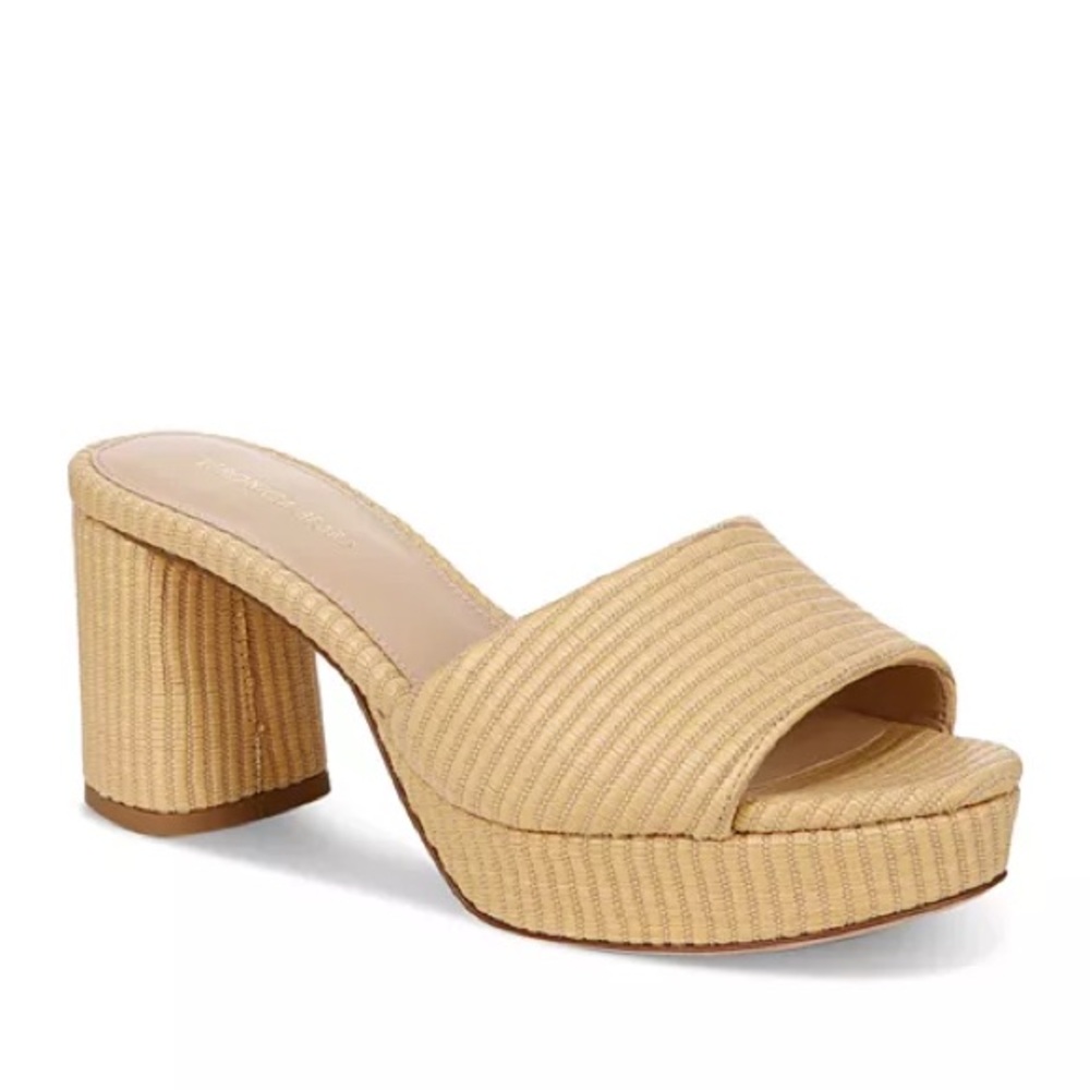 NWOT Veronica Beard Dali Platform Slide Sandals chunky heel raffia 7.5